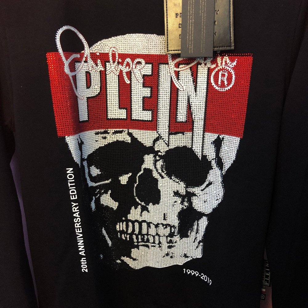 Philipp Plein Men Strass Skull Black Sweatshirt L